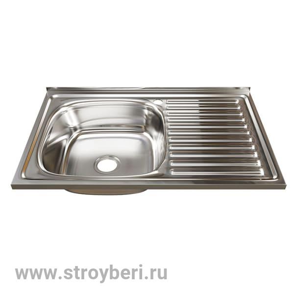 Мойка 50х80 (0,6) лев вып 3 1/2 MIXLINE 16см с сифоном