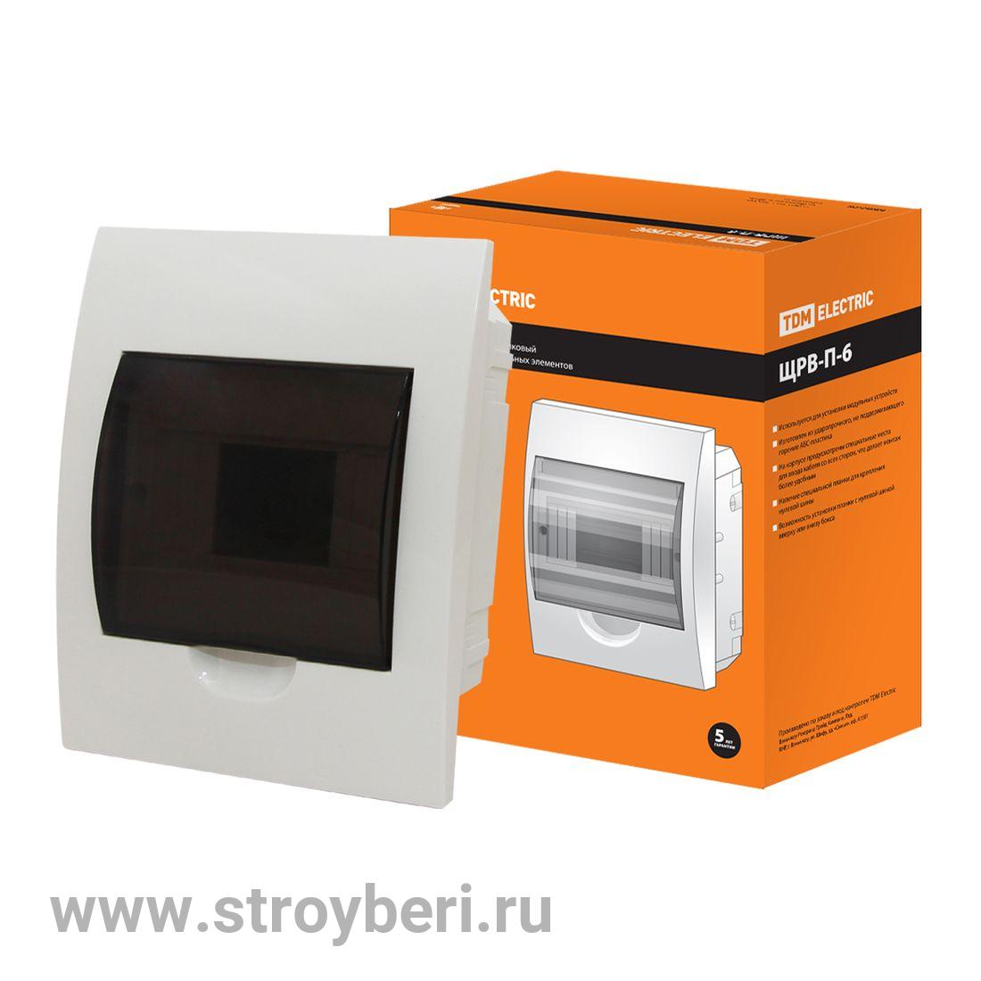 SQ0902-0002 Бокс ЩРВ-П-6модулей встраиваемый пластик IP41 TDM