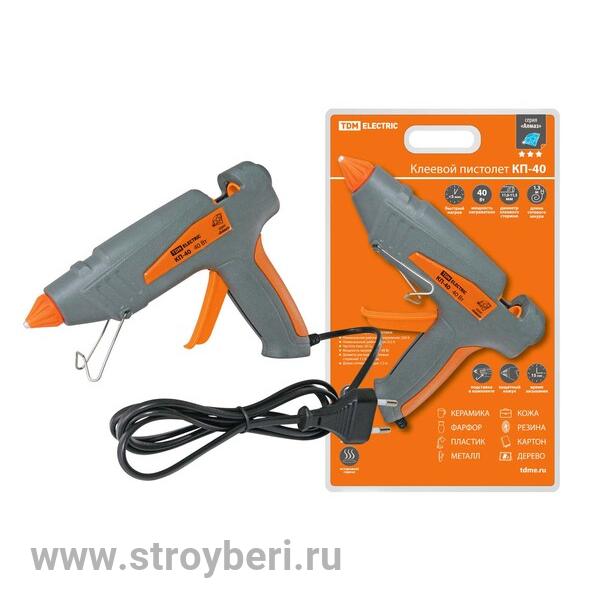 SQ1024-0101 Клеевой пистолет КП-40 , 11,3 мм, с подставкой, шнур 1,3 м, 40 Вт, Т=220 С ''Алмаз'' TDM