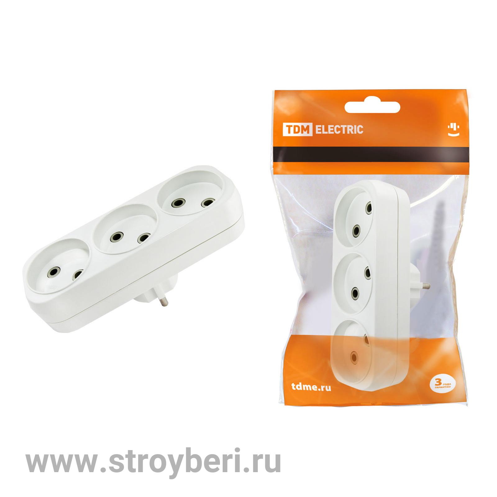 SQ1806-0027 Блок на 3 гнезда 2П б/з плоский 6А 250B TDM