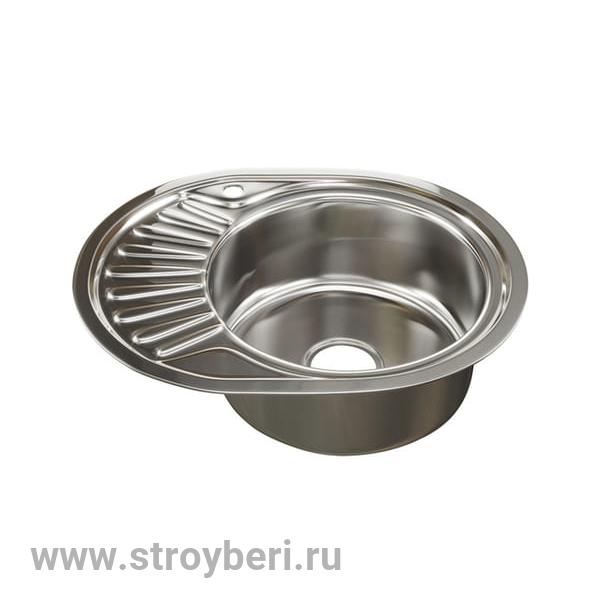 Мойка овал 57х45 (0,8) прав вып 3 1/2 MIXLINE 18 см с сифоном ДЕКОР