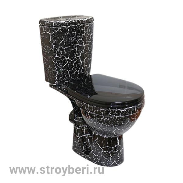 Унитаз-компакт ''Рио'' черный кракелюр (гориз, нижн, сид, 2-кн.арм.) (Rosa)