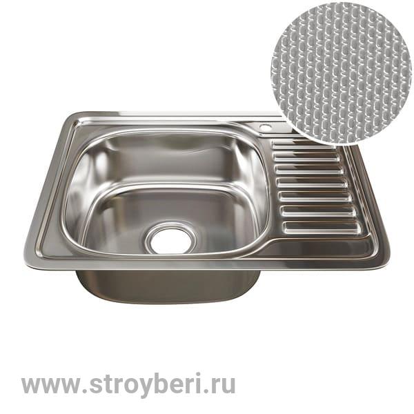 Мойка врез 65х50 (0,8) лев вып 3 1/2 MIXLINE 18см с сифоном ДЕКОР