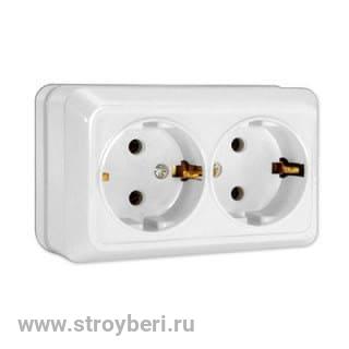 О0128 UNIVersal''Олимп'' Розетка бел о/у 2 с/з 16А