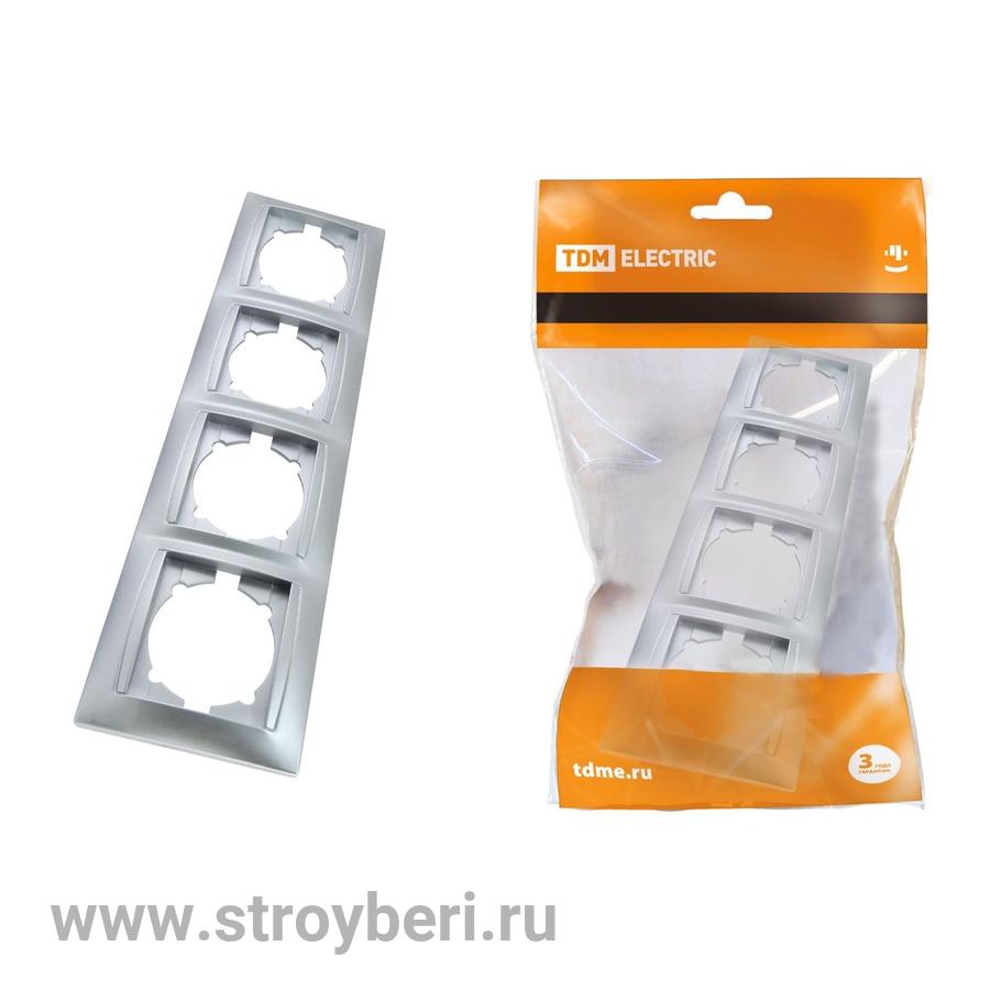 SQ1815-0235 Рамка 4-х постовая вертикальная серебр. металлик ''Лама'' TDM