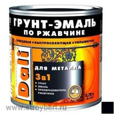 DALI Грунт-эмаль по ржавчине Черный RAL9005 0.75л