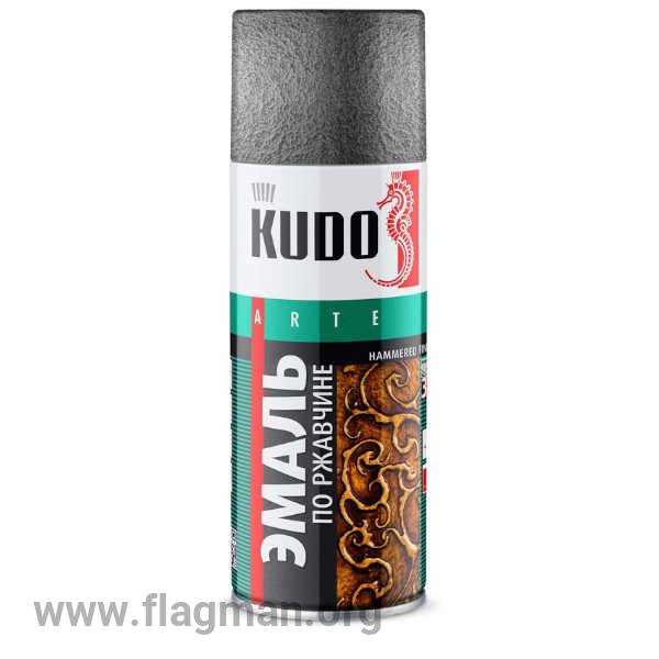 KU-3001 Эмаль аэрозольная КУДО молотковая серебристая 0.52л Д