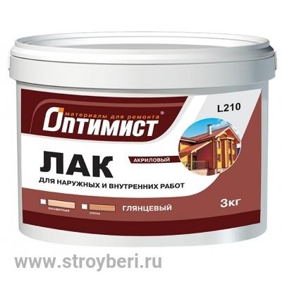 Лак Оптимист глянцевый бесцветный 3 кг д/наруж.работ L210