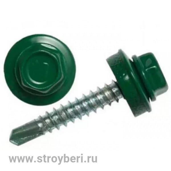 Саморез кровельный цвет. RAL6005 5.5/25 (200шт) Б зел