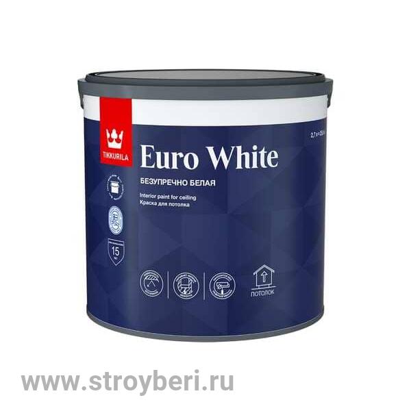 TIKKURILA EURO WHITE краска для потолка гл/мат 9л